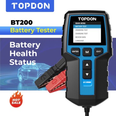2026 TOPDON BT200 12V Car Battery Tester AGM GEL Lead Acid Analyzer