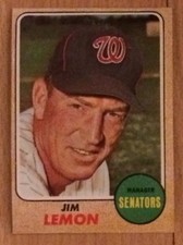 1968 Topps Jim Lemon Baseball Card #341 Senators Manager (Former Star Player)