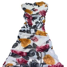 Women's Dress Medium White Floral Sleeveless Pullover Slim Fit Tank Bodycon