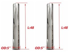 2pcs Chrome 5in Straight Stack 5 Od X 48 Length Truck Truck 48l Exhaust Pipe