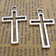 BLUK 100Pcs Cross Charms DIY Jewelry Making Pendant Antique Silver