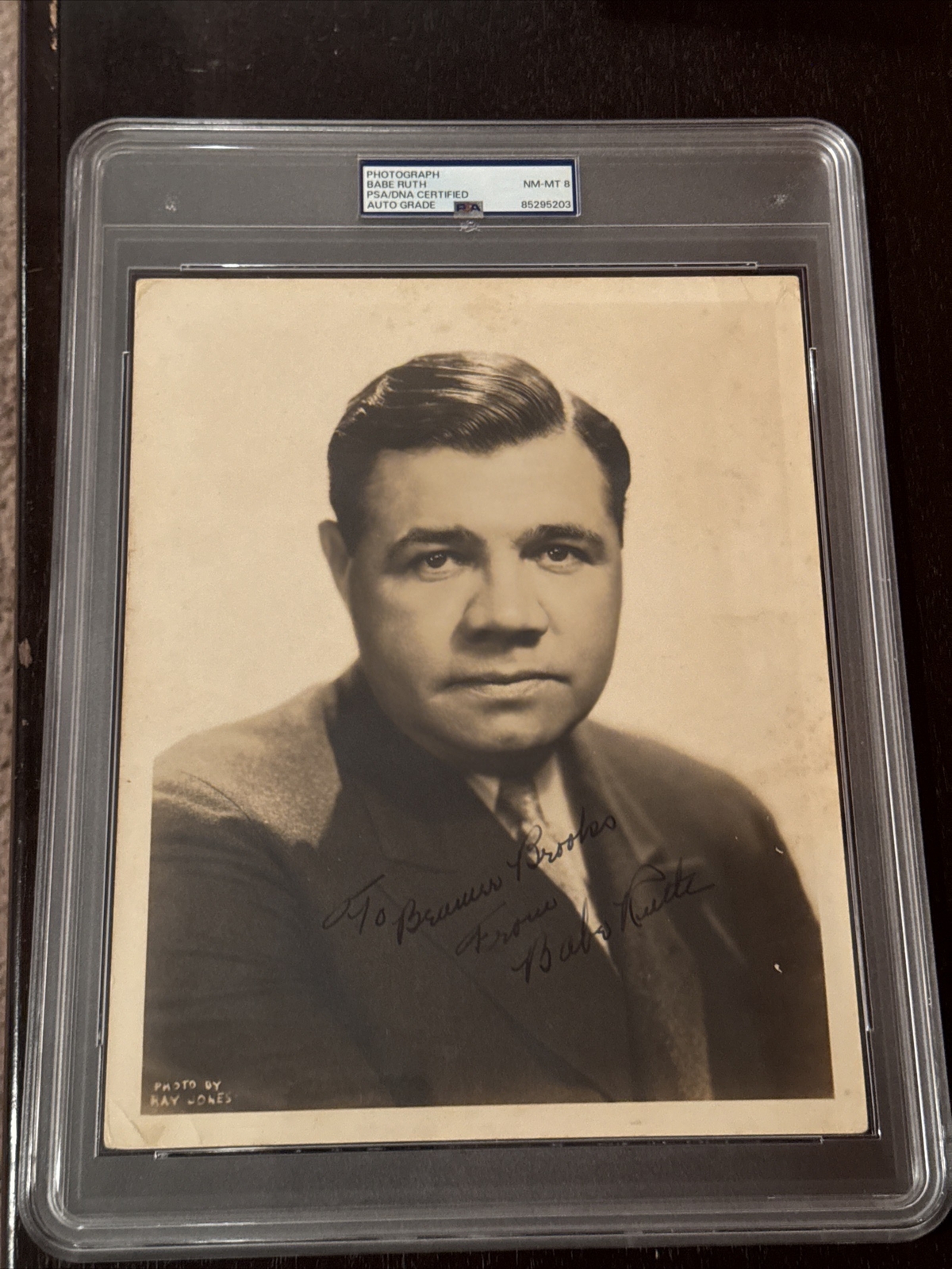 Babe Ruth Signed Photograph, PSA/DNA NM-MT 8 Autograph