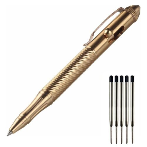Practical Brass Pocket Ball Pen Business Office Signature Pen Outdoor Travel EDC - Picture 1 of 8