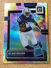Jelani Woods 2022 Donruss Optic SP Rated Rookie Fire Prizm Parallel 287 Colts RC