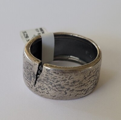 Mens SPL Bronze Ring Wedding Band Size 12 Lightning Bolt Textured NEW