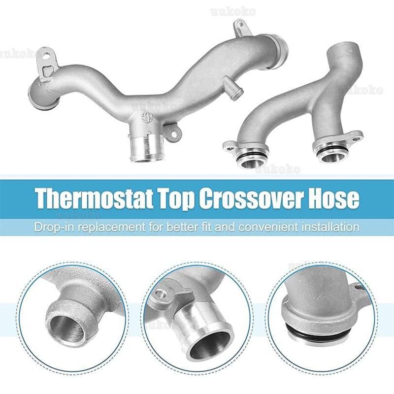 Engine Thermostat Hose Aluminum Water Coolant Pipe Kit LR092992+LR090630