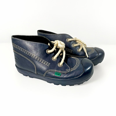 Kickers Boys Blue Lace-Up Ankle Bootie Boots Round Toe EU 30 UK 12 1-12239