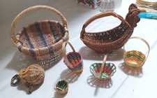 7 Mini And Small Vintage Baskets