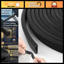 1/8" U Channel Rubber Edge Trim - Weather Resistant Door Seal Strip Guard, 100ft