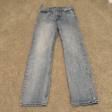 J. GALT Jeans Womens Medium 33" Light Wash Straight Leg Button Fly 100 Cotton