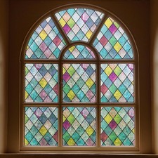 Stained Glass Window Film, Window Privacy Films, Colorful Lattice Window Tint...