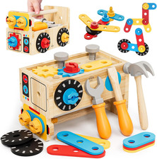Montessori Kids Tool Set, Wooden Toddler Tool Bench Educational Toys for Ages 2-