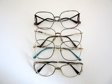 Lot of 4 Vintage Women's Metal Eyeglasses Frames Luxottica, L'Amy, Etc. NOS