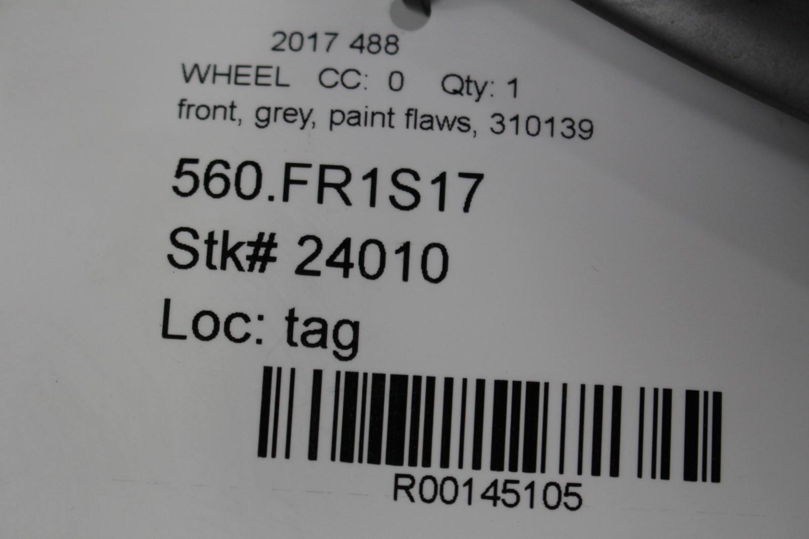 Ferrari 488, Front Wheel, Paint Flaws, Used, P/N 310139