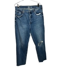 Old Navy Sky hi straight denim jeans distressed sz 14 womens raw hem