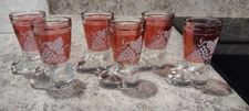 Vintage Lubiana Boot Shot Glasses Cranberry Red White Gold Band Glass Mod Dep