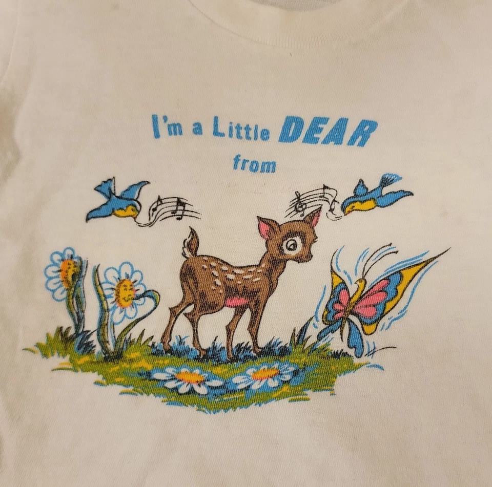 Vintage "I'M A LITTLE DEAR FROM" Kid's T Shirt Size 4 Single Stitch Allison - Image 2 of 4