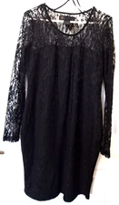 Kardashian Kollection L Black Lace Bodycon Sheath Dress FairyGoth Witchy LBD