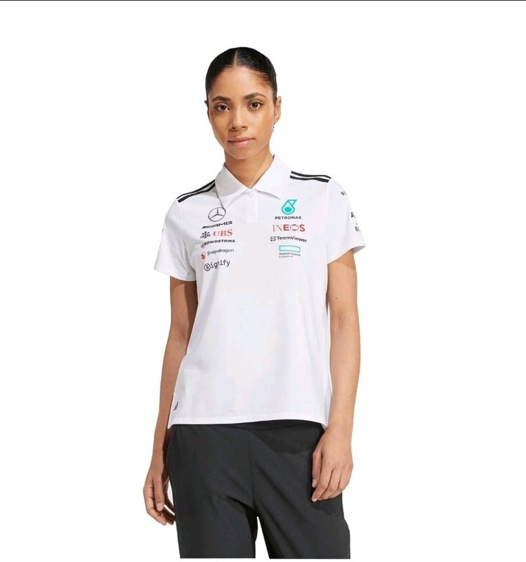 2025 Mercedes AMG Petronas F1 Ladies Team Polo Shirt White Size M JV5741