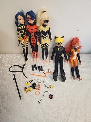 Miraculous Zag Heroez 5 Dolls Reena, Queen Bee, Cat ,Ladybug