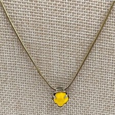 Vintage Gold Tone Snake Chain Necklace Yellow Topaz Glass Pendant MCM Y2K Boho