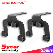 2 Pack Car Seat Headrest Hooks Leather Double Metal Purse Bag Holder Organizer