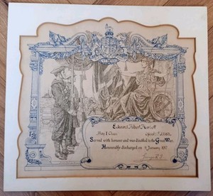 Scarce WW1 Royal Navy Kings Disability Discharge Certificate To Boy Sailor 