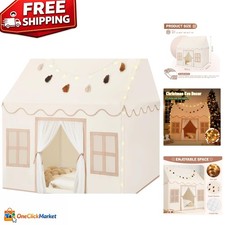 Durable  Easy to Assemble Kids Play Tent with Decorative Tassels  Star Lights