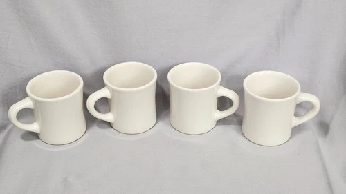 4 Vintage Buffalo China Heavy Thick-Walled Restaurant Ware 10 oz. Coffee Cups