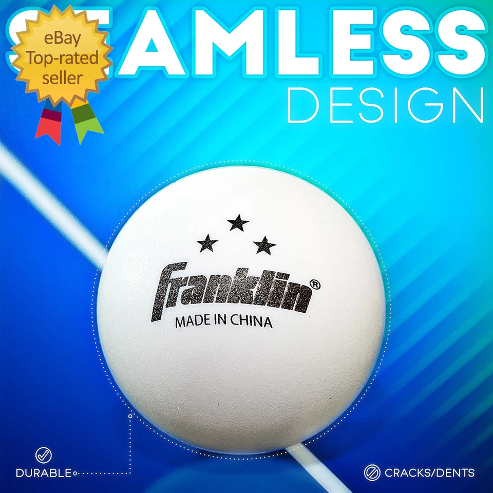 Franklin Sports Ping Pong Balls - 3 Star Official Size + Weight White 40Mm Table - Image 2 of 4