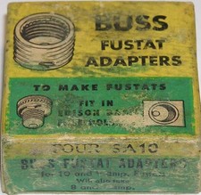 Box of 4 Buss SA10 Fustat Fuse Type S Adapter for 7 to 10 Amp Fustat Fuses - NOS
