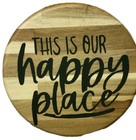 12" Round Wood Welcome Sign "This Is Our Happy Place" Handcrafted & Handpainted