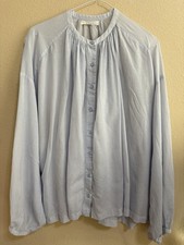 Doen Women's Jane Light Blue Organic Cotton Blouse Shirt Tunic Top XL