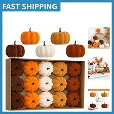 15PCS Artificial Velvet Pumpkins for Elegant Fall  Thanksgiving Home Decor