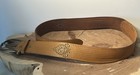 Linea Pelle Leather Studded Belt Sz Medium Solid Brass Horseshoe Buckle Western — photo 6
