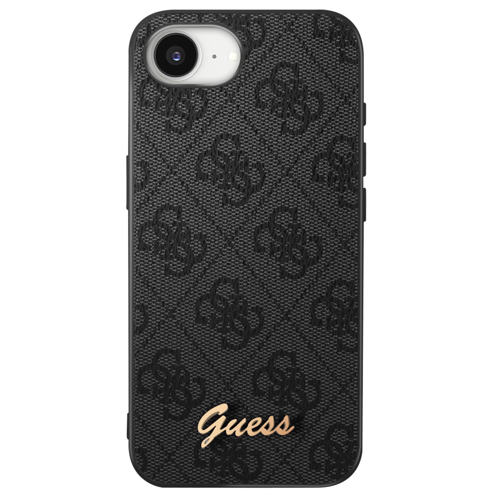 Coque Guess iPhone 17 Noir Texture 4G avec Logo en Métal Élégant