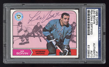1968 Topps #101 Leo Boivin PSA Old Autograph First Pittsburgh Penguins Auto Card