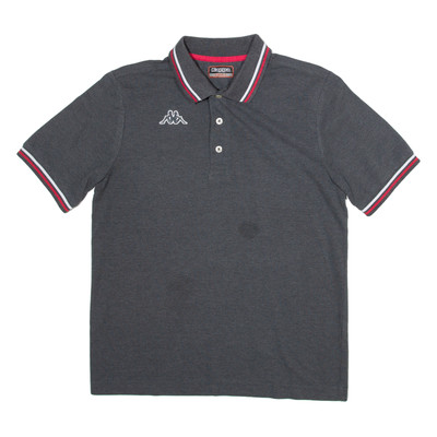 KAPPA Herren Poloshirt Grau S Kurzarm Baumwollmischung Klassisch Retro