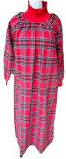 Vermont Country Store Nightie Flannel RED Plaid Long Sleeve M