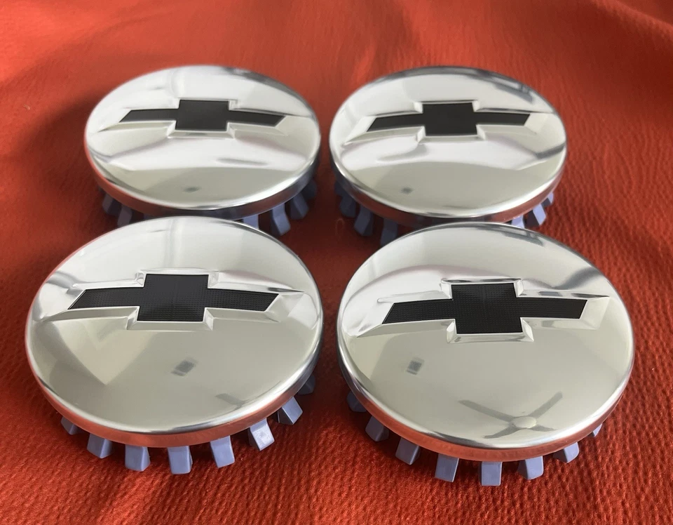 4 tapas centrales de rueda negras plateadas brillantes 83 mm para Chevy Silverado Suburban Tahoe Foto 4 de 4