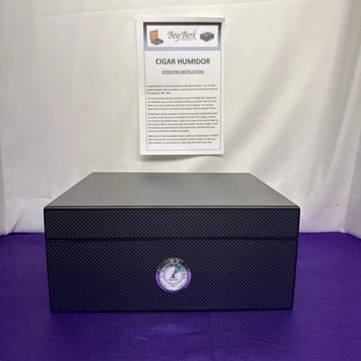 Bey-Berk International C421 Carbon Fiber Design Humidor Set Black & Grey - 6 - Image 1 of 4