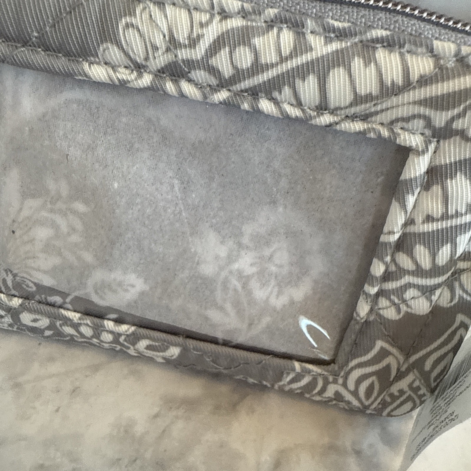 Vera Bradley Performance Twill Zip ID Key Ring  Wallet Cloud Gray Paisley NWT