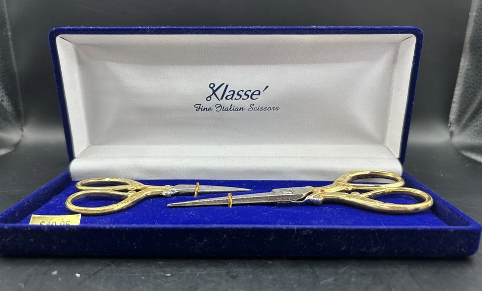 Klasse Gold 2 Piece Fine Scissor Set Embroidery and Sewing Scissors Italy - Image 3 of 4