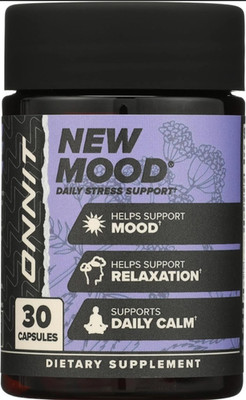 Onnit New Mood 30 Capsules, Daily Calm Formula, Stress & Mood Support, Exp: 8/26