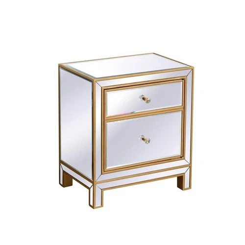 Elegant Decor Reflexion 1-Door Solid Wood and MDF Nightstand in Gold - Picture 4 of 8