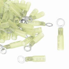 Image of 50pcs Heat Shrink Ring Connector #10" Ring Terminals 12-10 Gauge, Yellow