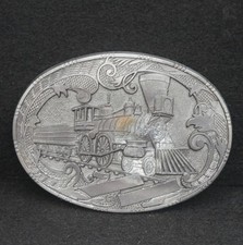 WA15135 VINTAGE 1970s  STEAM LOCOMOTIVE  TRAIN RAILRAOD BELT BUCKLE