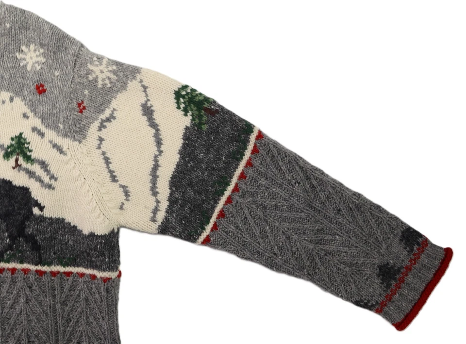 JONES NEW YORK 女式 XL 灰色粗针织羊毛驯鹿圣诞毛衣 — 第 4/4 张图片