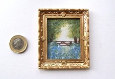DOLLS HOUSE ORIGINAL HAND PAINTED BLUEBELL TIME  SIGNED LANDSCAPE MINI PAINTING