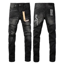 NEW KSUBI Mens Black Letter Printing Ripped P...
